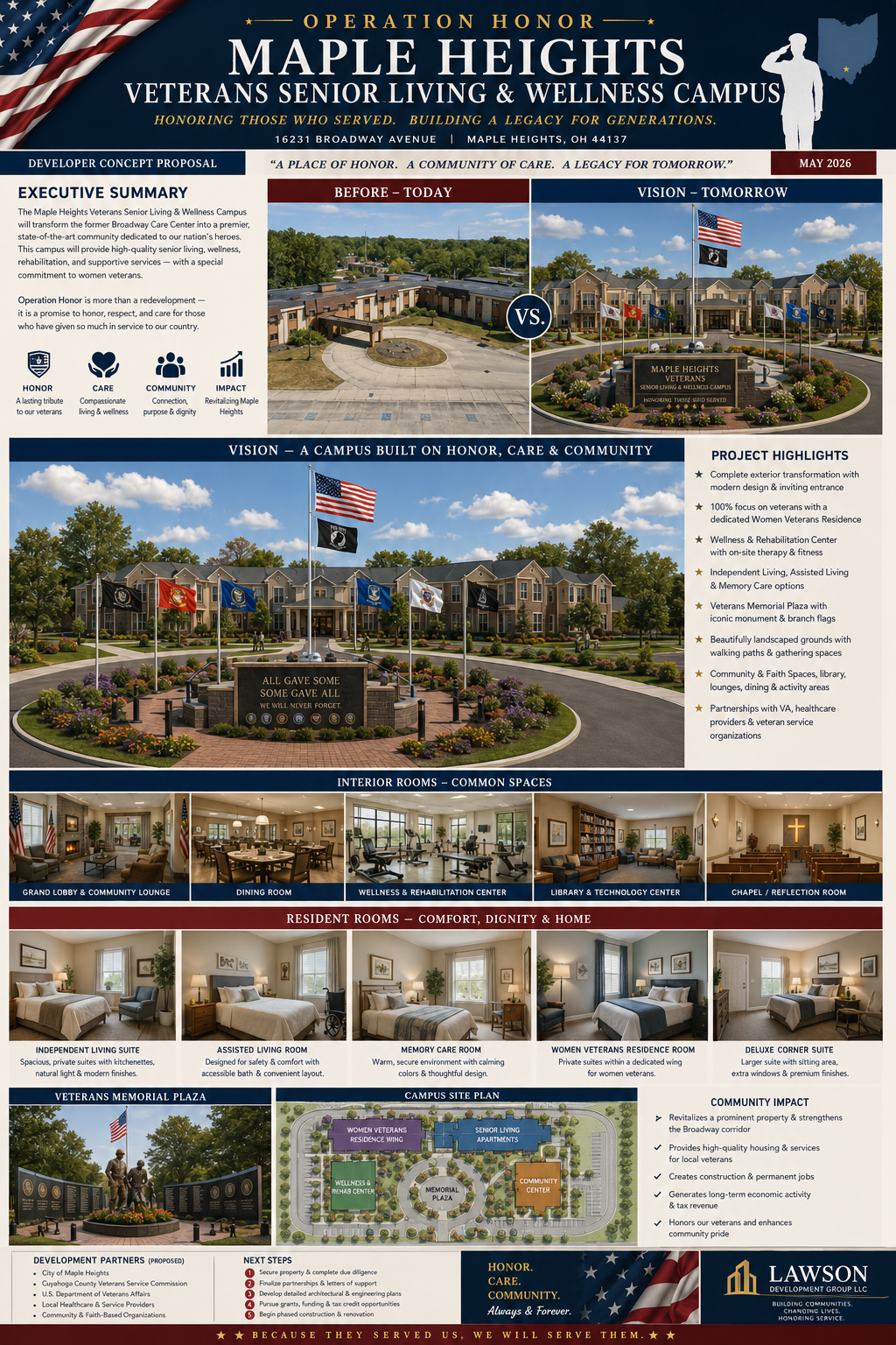 Maple Heights Veterans Senior Living & Wellness Campus concept proposal — page 1